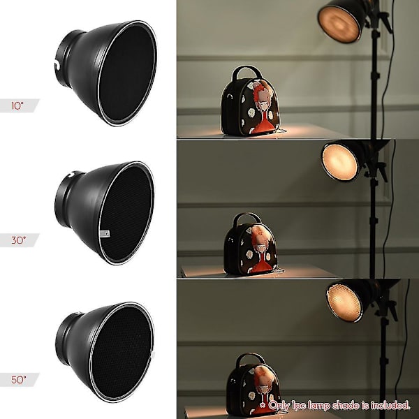 210 mm Elinchrom-kiinnityksen heijastava diffuusori, varjostin, lampunvarjostin 10, 30 ja 50 kennoverkkojen kanssa Elinchrom-kiinnityksellä varustettuihin studiostrobe-salamavaloihin, ulkovaloihin ja Speedlite-laitteisiin