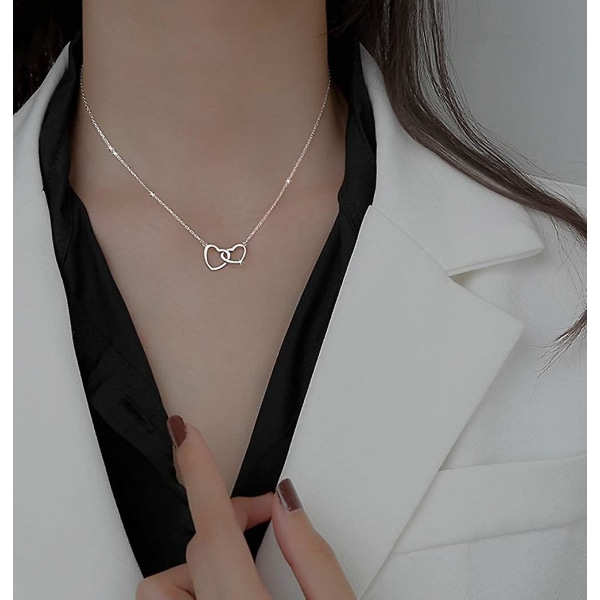 Interlock hjerte Sterling sølv vedhæng halskæde til Lmell kvinder Teen piger lækker gave