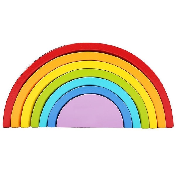 7 farger/sett Trebyggeklosser Rainbow Baby Early Education Læreleker