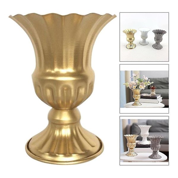 Elegant Retro Metall Jern Blomster Vase Retro Metall Blomster Vase (gull) (1 stk)