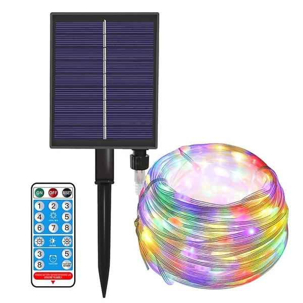 Utendørs Solar String Light 12m LED Skinn trådlampe