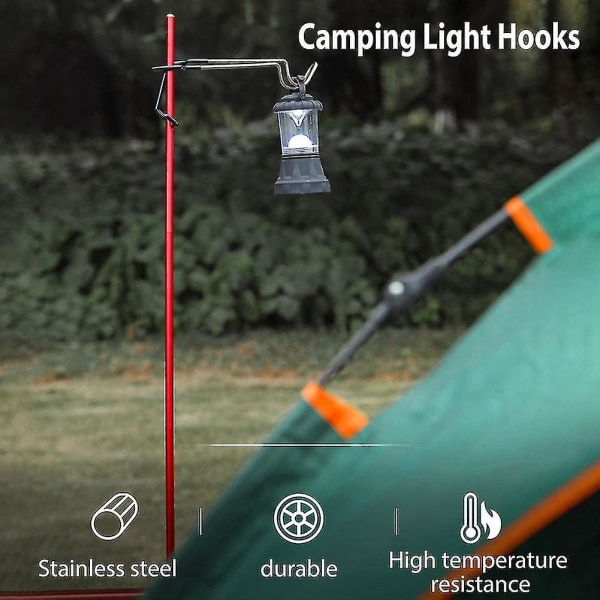2 Utomhus Campinglykta Krokar Och Lamp Hållare