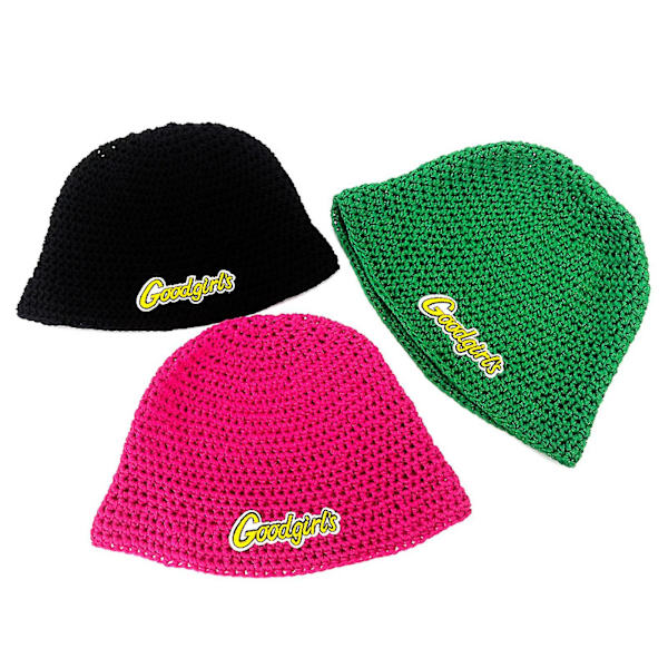 Stickad Bucket Hat Strandhatt Virkad Basinkappa Solhatt Fiskarehatt Sommar Rose red