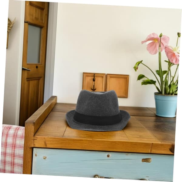Fedora-hatt med flat brem, bred brem, jazz-fedora, klassisk filthat