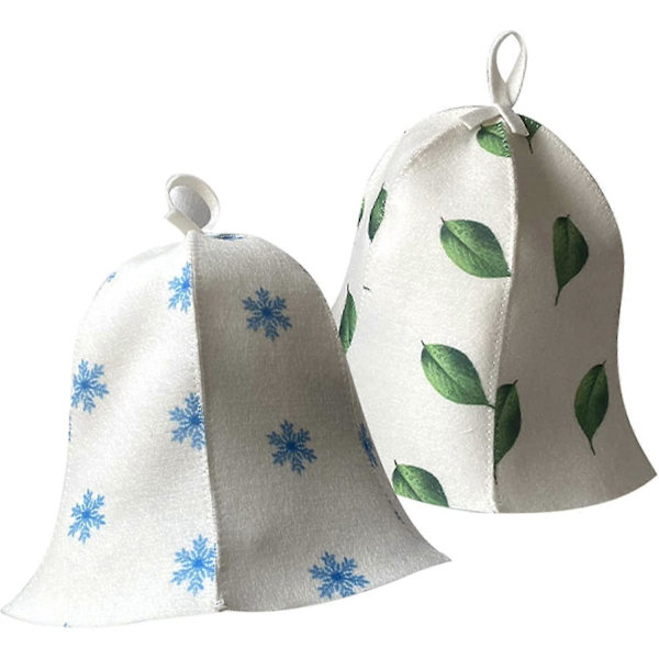 Bastuhätt, 2 st Filtbastuhätt, Bastuhätt för Män och Kvinnor, Bastuaccessoarer Filtmössa Bastumössa Duschmössa för Bastubad Snowflake and Leaf