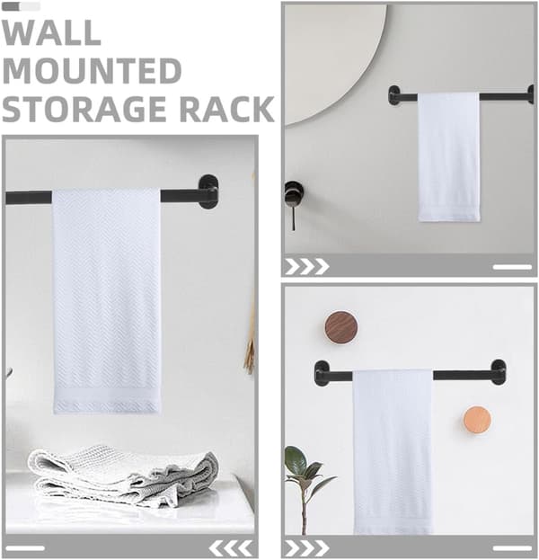 Veggmontert håndklestangorganisator tøffelstativ 48 cm elegant rustfritt stål multifunksjonell