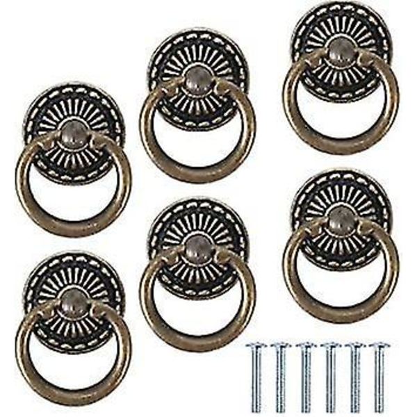 6 Antik Ringtrekkhåndtak Retro Skuffskap Ringknapper