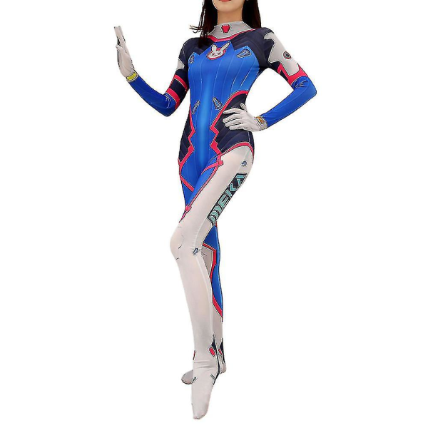 Overwatch D.Va Spel Bodysuit Kvinna Jumpsuit Fancy Up Kostym XL