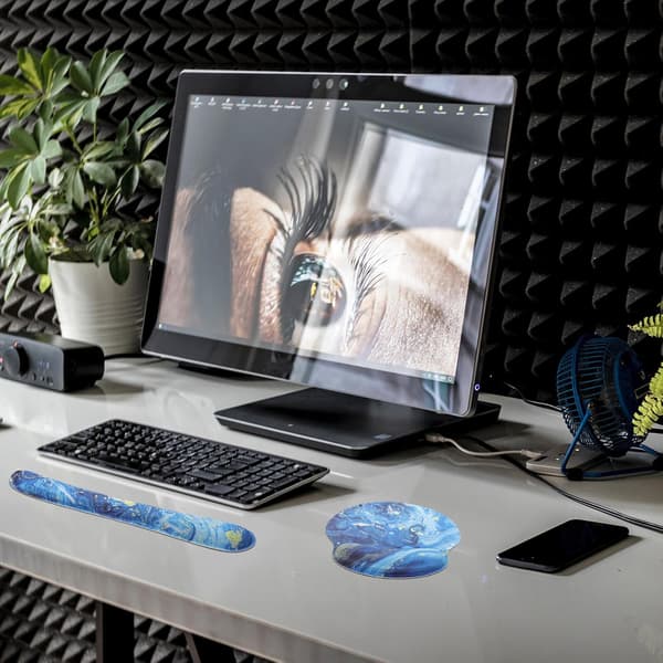 Ergonomisk musematte for bærbar PC med håndleddsstøtte, komfortabelt gummi- og bomullsmateriale