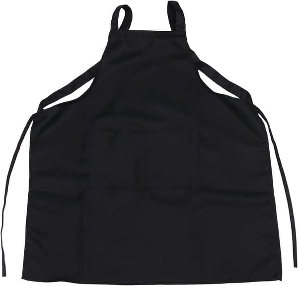 Vanntett arbeidsforkle, oljebestandig forkle, doble skulderstropper, komfortabel passform, polyester, svart