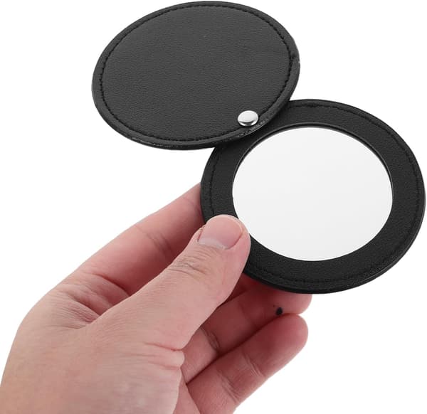 2 stk. bærbart makeupspejl kompakt foldbart design PU-læderfinish