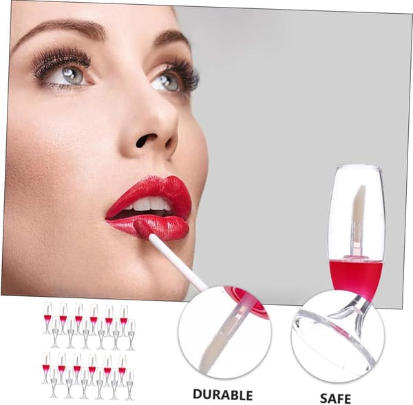 1 sett påfyllbare tomme lipgloss-tuber vinglassform plast DIY leppepomadebeholdere