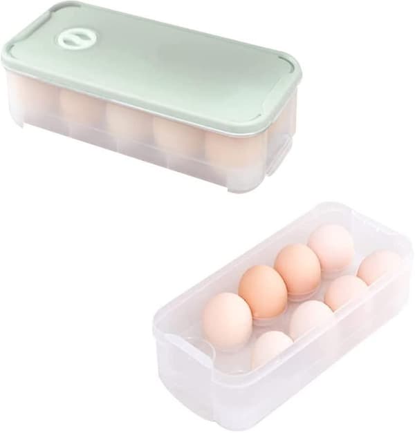 Eggboks for Kjøleskap 2 Stykker Eggboks Egg Oppbevaringsboks Plast Eggboks Kjøkken Eggbeholder Plast Eggboks