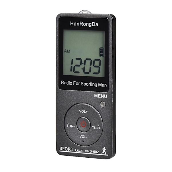 Fiauli Hrd-602 Digitalradio Mini - Enkel att använda med LCD-display - FM/AM Bärbar fickradio för vandring Grey