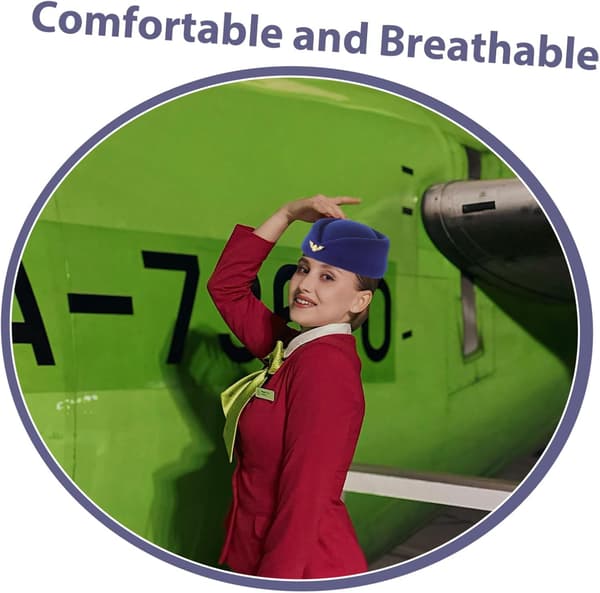 Stewardessehatt Elegant Flyvertinne Beret Lue for Kvinner Flypilot Stewardesse Lue Flyvertinnehatt
