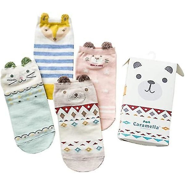 Babystrumpor i bomull, 4-pack i presentask