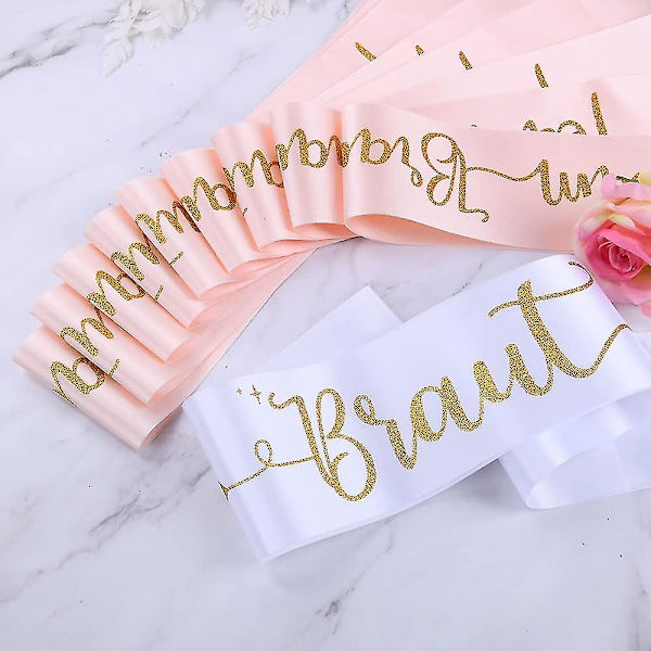 Hensfest Sash, Premium Satin Sash för Möhippa med Guldtext
