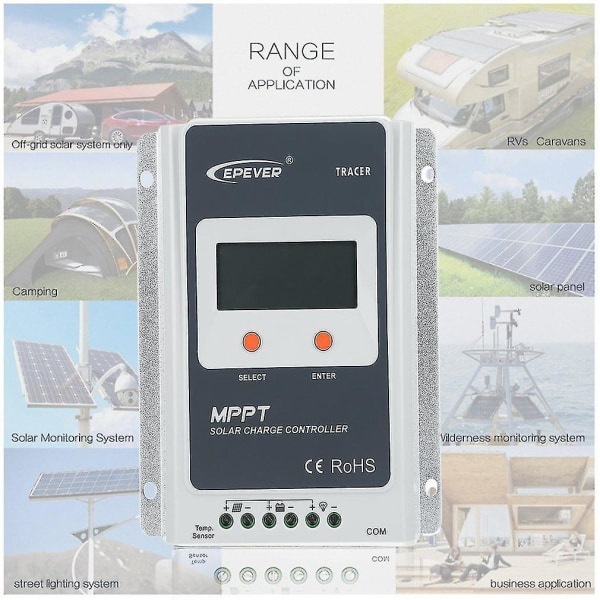 MPPT 10A Solar Charge Controller 12V/24V DC LCD-skärm
