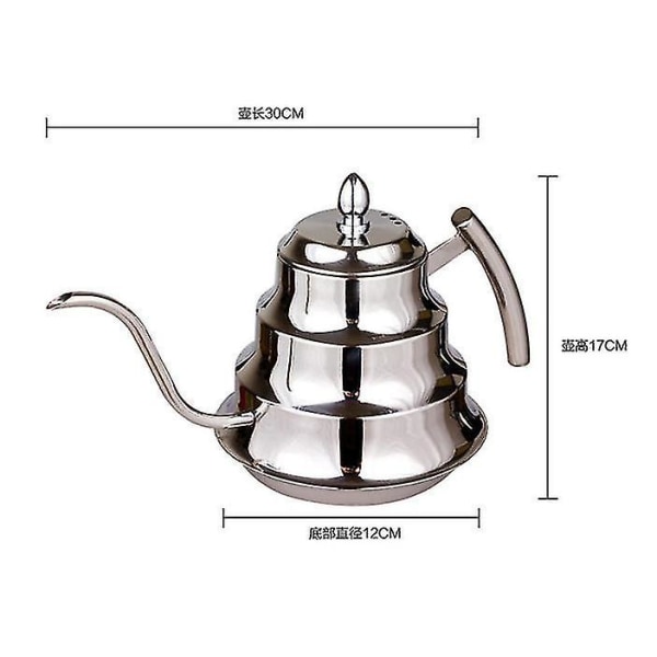 1,2l kjøkkenkaffekanne i rustfritt stål drypp vannkoker tekanne.