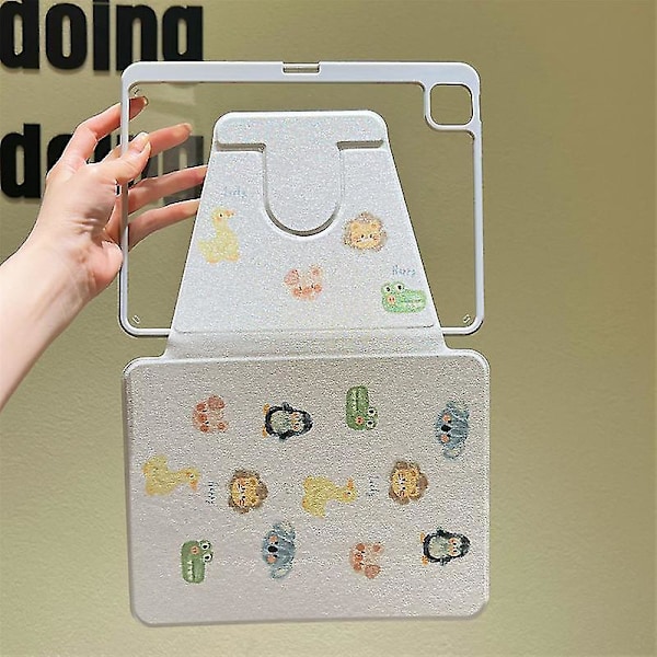 Egnet for roterende dyretransparent etui med pennholder for iPad 7 8. 9. 10. generasjon 10.2 deksel for iPad Pro 11 10.5 Air Mini 6 nettbrett Ca iPad 7th 8th 10.2