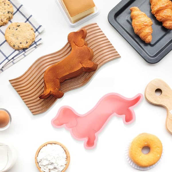 2 stk. hundformede silikonebageforme Non-Stick fin teksturform til småkage- og fondantbagning