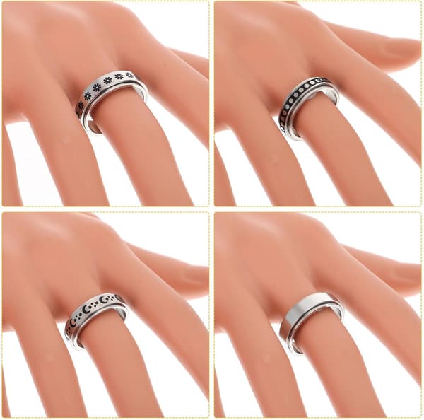 Roterbar Titanium Stål Fidget Ringe Sæt til Kvinder med Stjerne- og Månedesigns