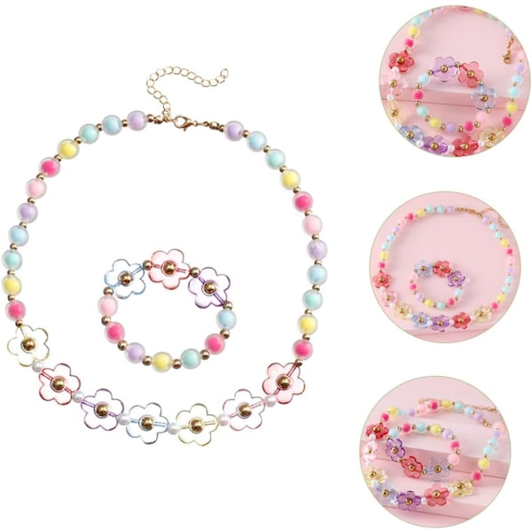 Smyckesset för flickor och pojkar, blomma armband halsband modesmycken säkra