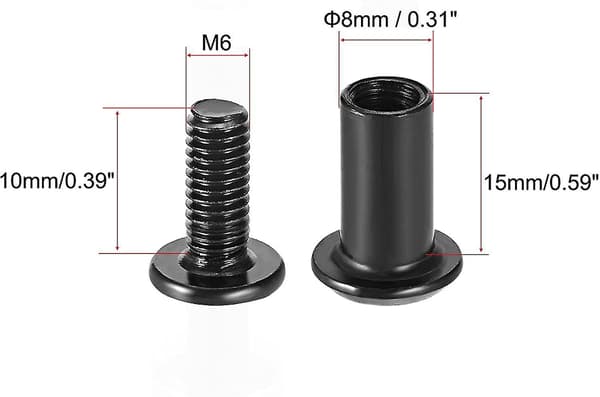 Skruvpost Passar För 5/16\"(8mm) Håldiameter, Han M6x10mm Bältespänne Bindningsbultar