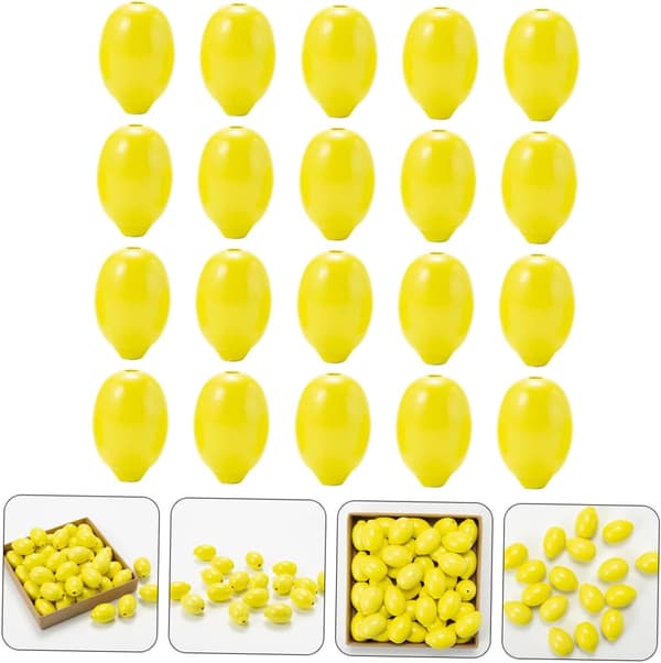 20 st citron träpärlor DIY smyckespärlor dekor med jutesnöre