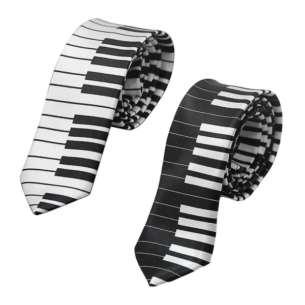 Farfi Mænds Sort og Hvid Klavertast Slips Slank Smal Bryllup Fest Slips Gave Piano 02