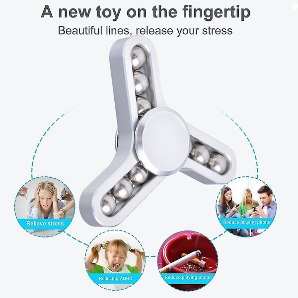 Fingertip 9 Pärlor Legering Triangulär Handspinner För Barn Vuxen Stressreducerande