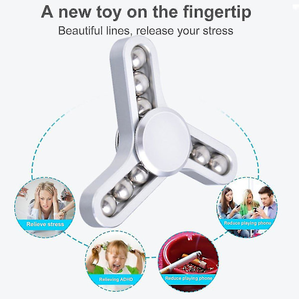 Fingertupp 9 Perler Alloy Triangulær Håndspinner For Barn Voksne Anti Stress