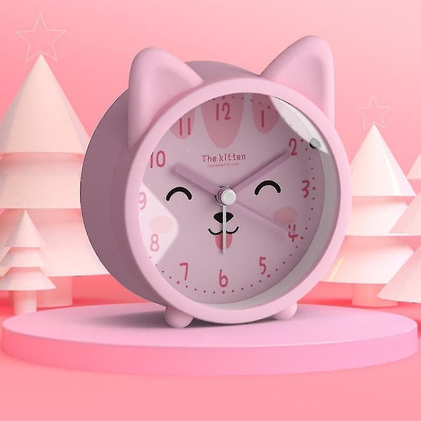 Kids Cute Cat Printed Alarm Clock digital klokke med nattlys
