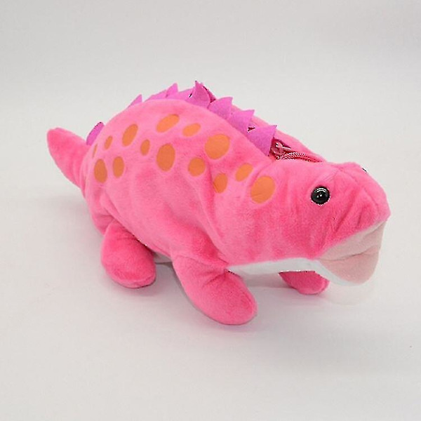 Dinosaur Pennafodral Plysch Stor Kapacitet Skolmaterial Djur Dinosaur Väska Pink