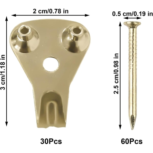 Bildkrokar, Hårt Väggbildhängande Krokar Tungt Bildkrok Bildhängare Krokar Med Spikar (30 st)