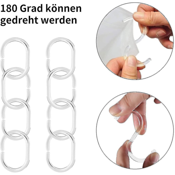Suihkuverhon renkaat, 24 kpl, C-muotoiset silmukat