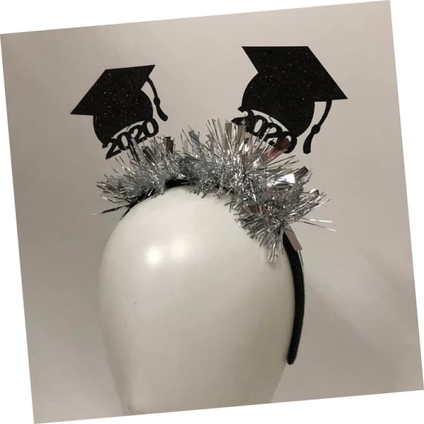 2st Mini Studentmössa Hårband Non Woven Tyg Glitter Design
