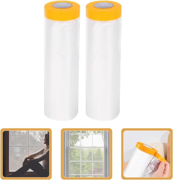 2 ruller vindusisolasjonsfilmsett for vinter, PE-materiale med selvklebende tape