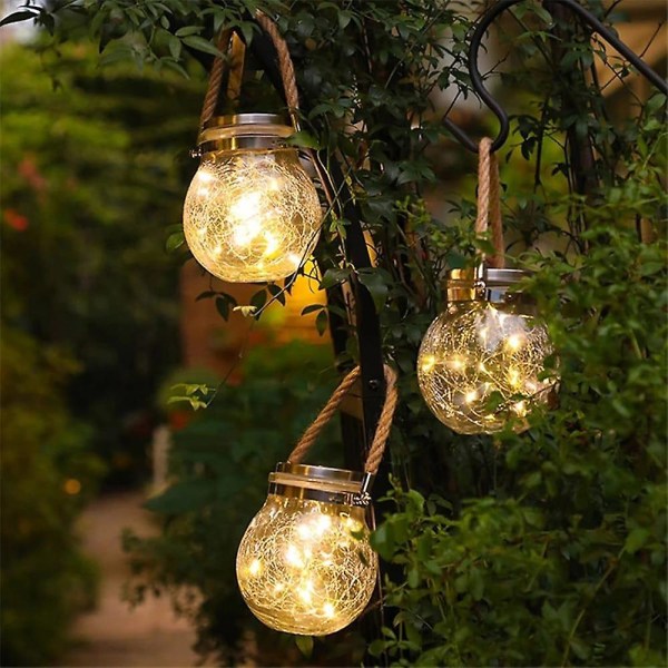Solcellslampor Lyktor Utomhus Hängande Spricka 30leds