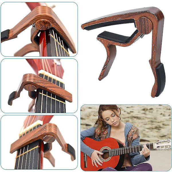 Guitar Capo Premium Capo Til Akustisk, Elektrisk Og Klassisk Guitar Ukulele Træ Korn 1stk-træ