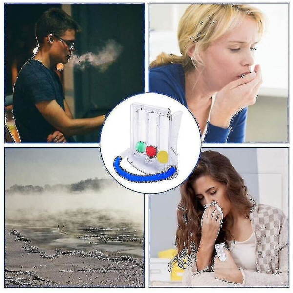Åndedræts træner til åndedrætsøvelser - Lungetræner 3 kammer åndedrætsøvelsesenhed | Terapi til åndedrætsproblemer i lungerne