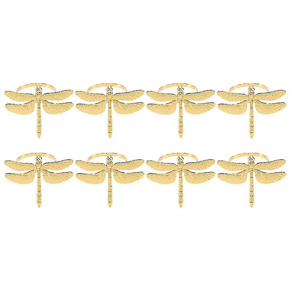 8 st Dragonfly Servettringar Guld DIY Hotell Bröllop Bankett Bordsplacering Metall Servett Spänne Jul