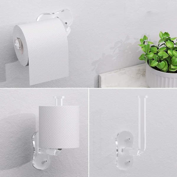 Toiletpapirholder til vægmontering i akryl, klar, med hardware