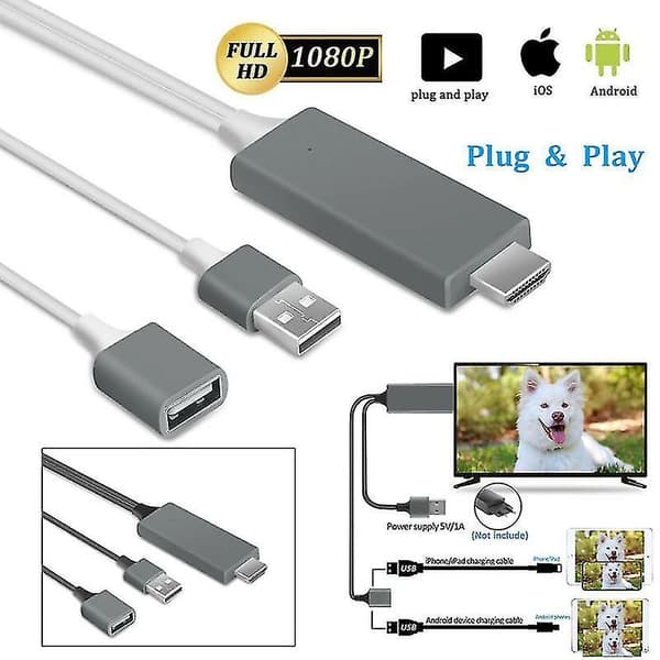HDMI-speilingskabel for USB-skjermspeiling til HDTV