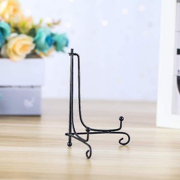 2 Pak Iron Display Stativ, Sort Jern Staffeli Plade Display Fotoholder Stativ, Viser Billedrammer, Dekorative Tallerkener, Tablets Og Kunst 4 Tommer 5 inch