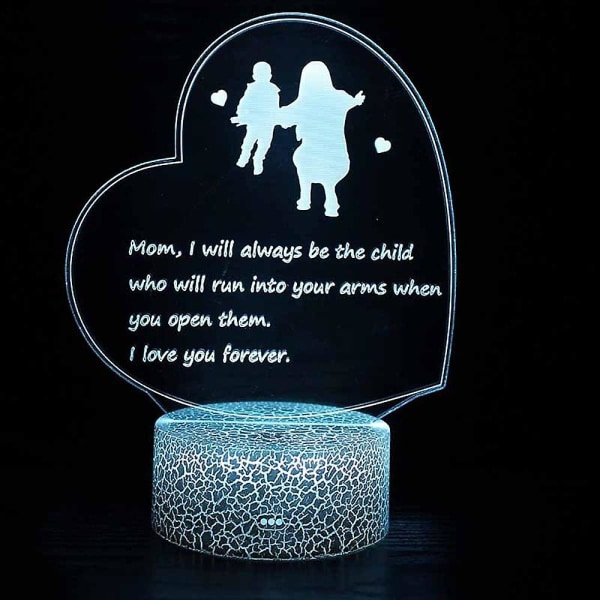 Sydämen muotoinen Led 3D Light Äidin lahjat Joulun yövalo