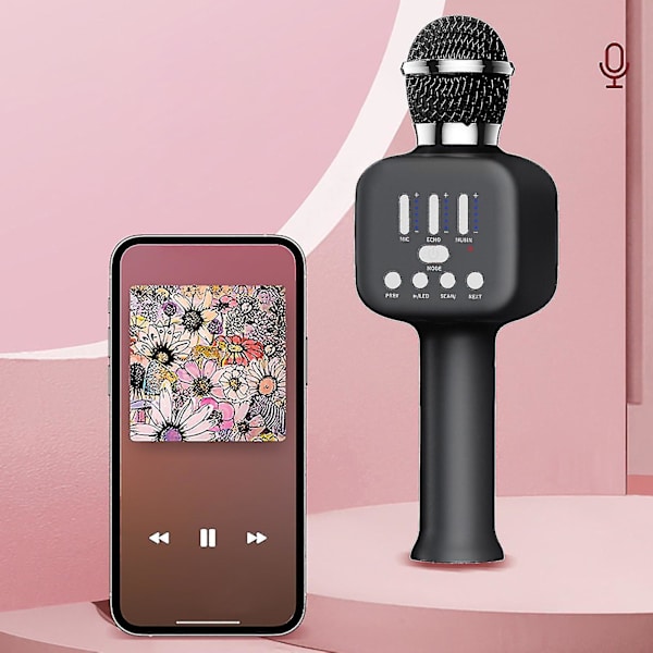 Trådløs mikrofon med kapacitans, Bluetooth-højttaler, alt-i-én-maskine til karaoke, video- og lydudstyr med RGB-lyseffekt, kan tilsluttes i TW-S