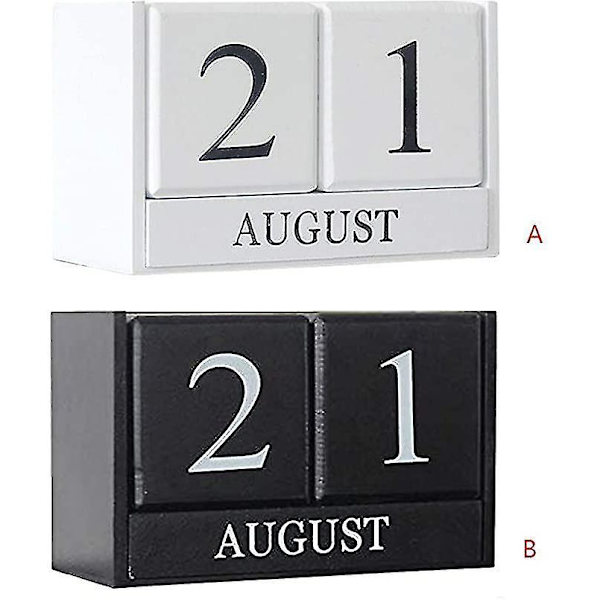Evighetskalender i trä för skrivbord - Månad och datumvisning