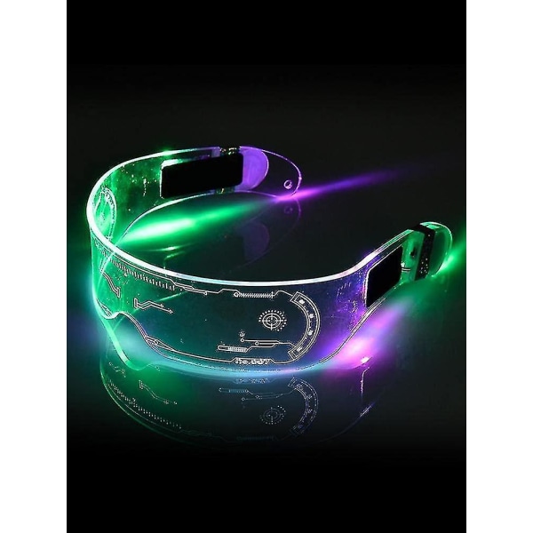 LED-lysende Briller for Voksne, LED-Visirbriller i 7 Farger, Fargede Lysende Briller