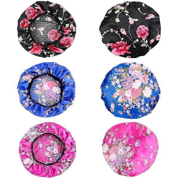 3 stk. Sovehue Satin Bonnet Bred Elastik Silke Sovehue Blød Sovehue